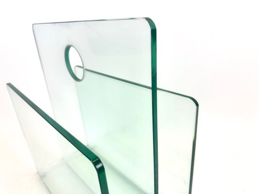 Postmodern Tempered Glass Magazine Rack from Fine-Line Glasdesign, 1980s-ZCY-2038021