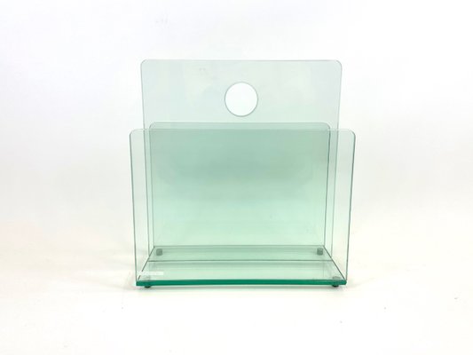 Postmodern Tempered Glass Magazine Rack from Fine-Line Glasdesign, 1980s-ZCY-2038021