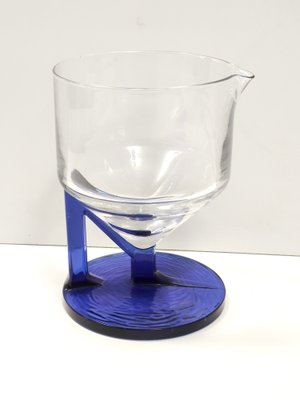 Postmodern Transparent and Blue Glass Pitcher, Italy, 1970s-JPQ-1820122