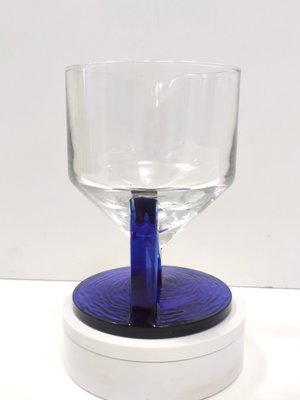 Postmodern Transparent and Blue Glass Pitcher, Italy, 1970s-JPQ-1820122