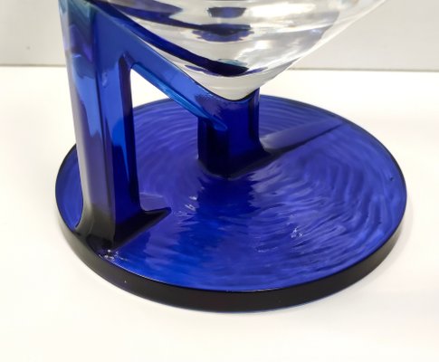 Postmodern Transparent and Blue Glass Pitcher, Italy, 1970s-JPQ-1820122