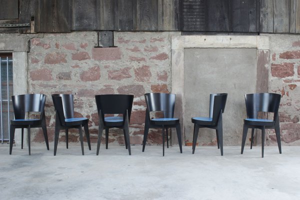 Postmodernist Painted Wood Bistro Chairs, France, 1980s, Set of 6-WEQ-1150711