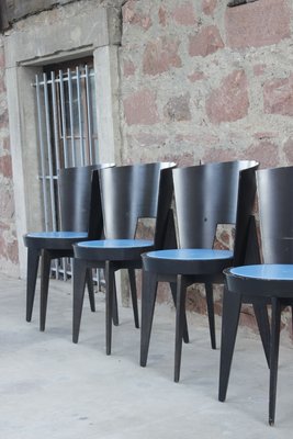 Postmodernist Painted Wood Bistro Chairs, France, 1980s, Set of 6-WEQ-1150711