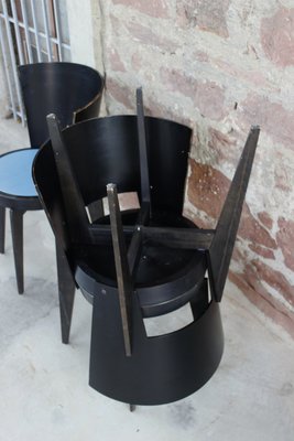 Postmodernist Painted Wood Bistro Chairs, France, 1980s, Set of 6-WEQ-1150711