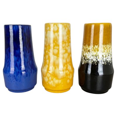 Pottery Fat Lava Supercolor Vases from Scheurich, Germany, 1970s, Set of 3-QZ-1298041