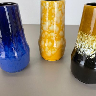 Pottery Fat Lava Supercolor Vases from Scheurich, Germany, 1970s, Set of 3-QZ-1298041