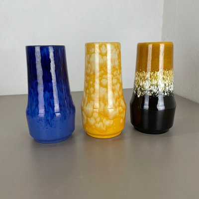 Pottery Fat Lava Supercolor Vases from Scheurich, Germany, 1970s, Set of 3-QZ-1298041