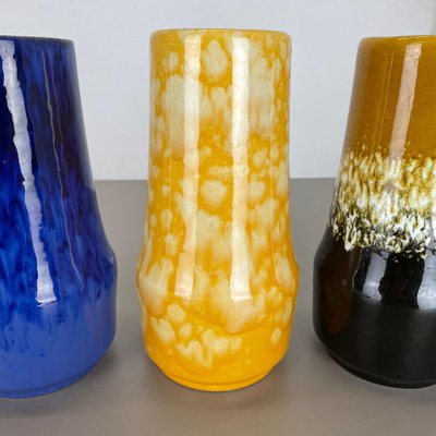 Pottery Fat Lava Supercolor Vases from Scheurich, Germany, 1970s, Set of 3-QZ-1298041