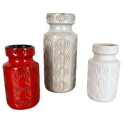 Pottery Fat Lava Vases from Scheurich, Germany, 1970s, Set of 3-QZ-1052889