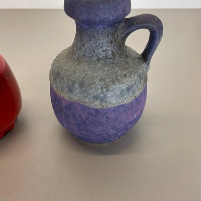 Pottery Fat Lava Vases in Purple-Red by Jopeko, Germany, 1970s, Set of 2-QZ-1159865