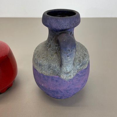 Pottery Fat Lava Vases in Purple-Red by Jopeko, Germany, 1970s, Set of 2-QZ-1159865