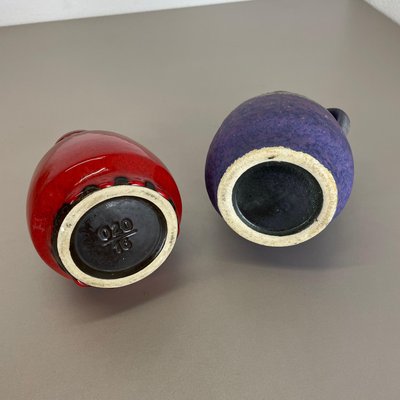 Pottery Fat Lava Vases in Purple-Red by Jopeko, Germany, 1970s, Set of 2-QZ-1159865