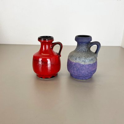 Pottery Fat Lava Vases in Purple-Red by Jopeko, Germany, 1970s, Set of 2-QZ-1159865