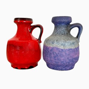 Pottery Fat Lava Vases in Purple-Red by Jopeko, Germany, 1970s, Set of 2-QZ-1159865