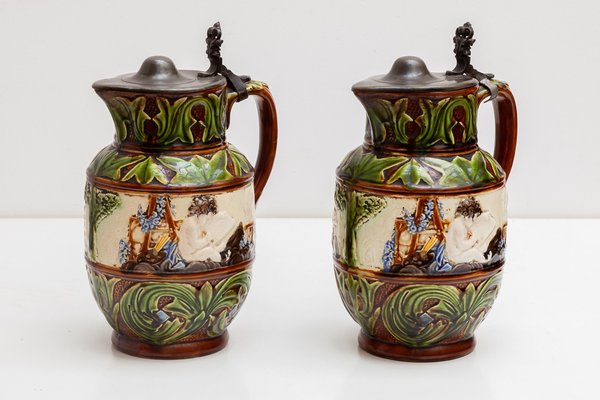 Pottery Jugs from Imperiale Royale, NIMY, Belgium, Set of 2-KL-1252130