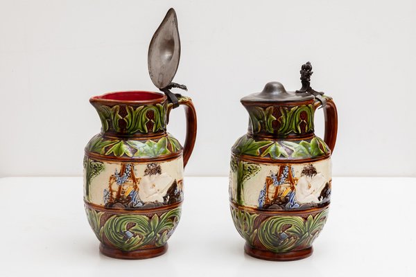 Pottery Jugs from Imperiale Royale, NIMY, Belgium, Set of 2-KL-1252130