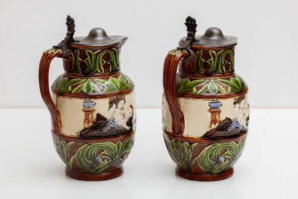 Pottery Jugs from Imperiale Royale, NIMY, Belgium, Set of 2-KL-1252130