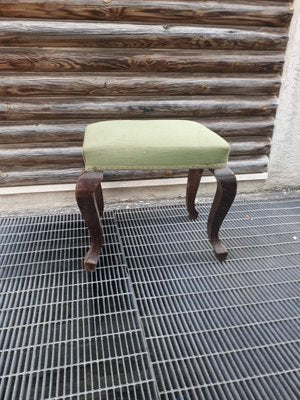 Pouf in Wood & Green Fabric, Italy, 1950-RAQ-1353456