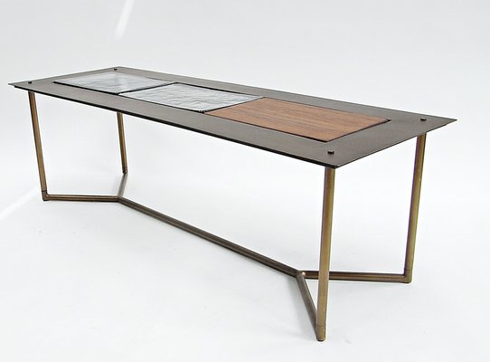 Powder Coat, Glass & Teakwood Inlay Coffee Table by Lambert for Gunter Lambert, 2010s-EP-1755927