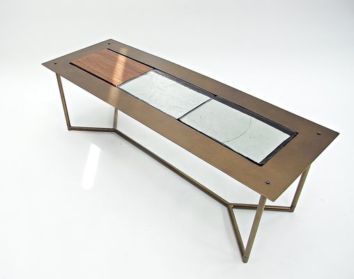 Powder Coat, Glass & Teakwood Inlay Coffee Table by Lambert for Gunter Lambert, 2010s-EP-1755927