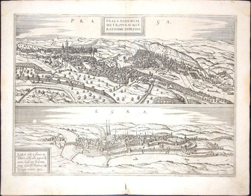 Prague and Egra, Antique Map from ''Civitates Orbis Terrarum'' - 1572-1617 1572-1617-ZCI-760047