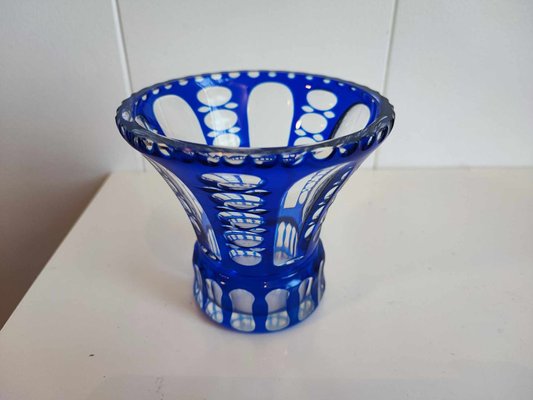 Pre-War Cobalt Crystal Vase, 1920s-CAQ-2035788