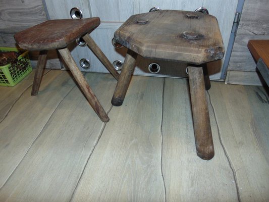 Pre-War Wooden Chairs or Stools, Set of 2-CAQ-1189114