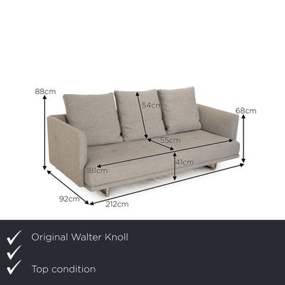 Prime Time 3-Seater Sofa in Gray Fabric from Walter Knoll / Wilhelm Knoll-RQW-1748316