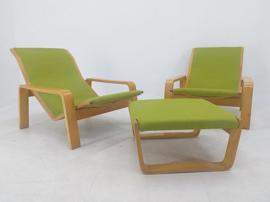 Pulkka Lounge Chairs by Ilmari Lappalainen for Asko, Finland, 1970s, Set of 3-TZ-1065794