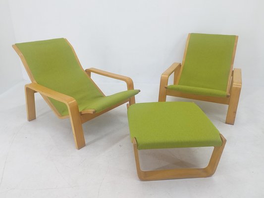 Pulkka Lounge Chairs by Ilmari Lappalainen for Asko, Finland, 1970s, Set of 3-TZ-1065794