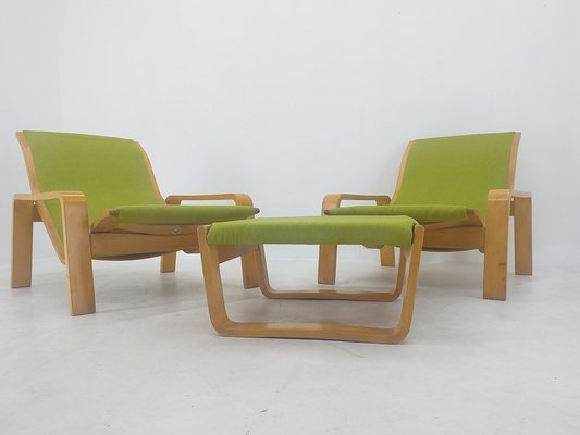 Pulkka Lounge Chairs by Ilmari Lappalainen for Asko, Finland, 1970s, Set of 3-TZ-1065794