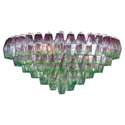 Purple and Green Murano Glass Poliedri Chandelier, 1970s-MBH-1032506