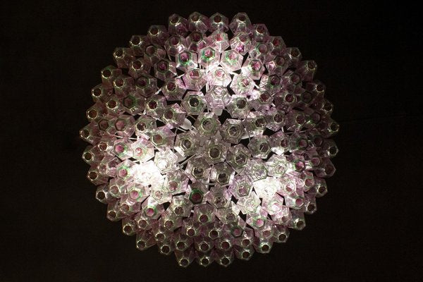 Purple and Green Murano Glass Poliedri Chandelier, 1970s-MBH-1032506