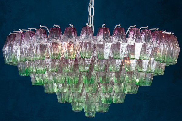 Purple and Green Murano Glass Poliedri Chandelier, 1970s-MBH-1032506