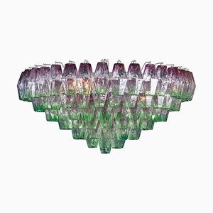 Purple and Green Murano Glass Poliedri Chandelier, 1970s-MBH-1032506