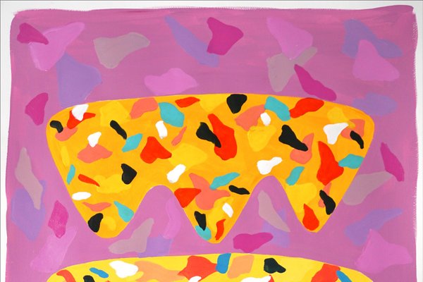 Purple and Orange Melting Shapes, Natalia Roman, 2022, Acrylic on Watercolor Paper-RWC-1256816