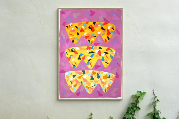 Purple and Orange Melting Shapes, Natalia Roman, 2022, Acrylic on Watercolor Paper-RWC-1256816