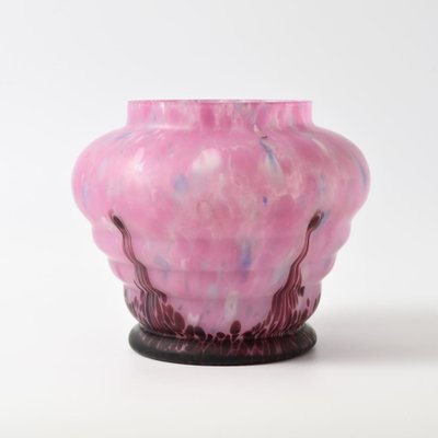 Purple and Pink Spatter Glass Vase from Anton Ruckl, 1920s-IXK-1650330