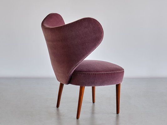 Purple Mohair Heart Chair from Brøndbyøster Furniture, Denmark, 1953-FMT-1389465