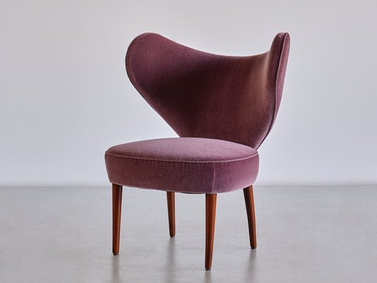 Purple Mohair Heart Chair from Brøndbyøster Furniture, Denmark, 1953-FMT-1389465