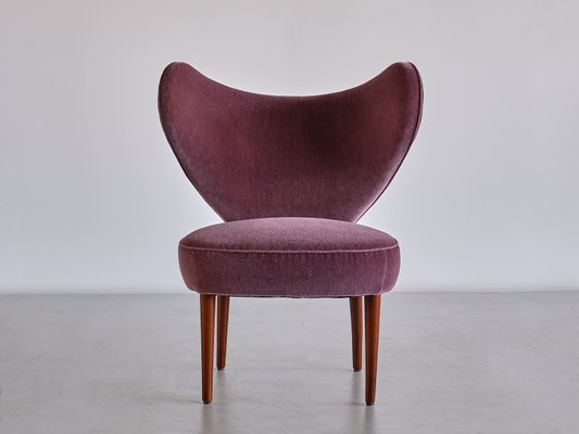 Purple Mohair Heart Chair from Brøndbyøster Furniture, Denmark, 1953-FMT-1389465