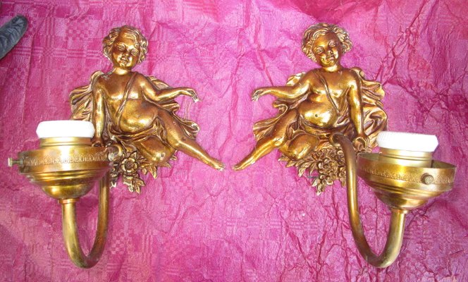 Putti Sconces, 1930s, Set of 2-ZVO-883195