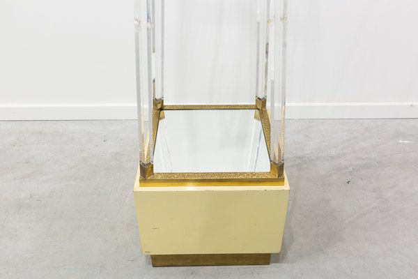 Pyramid Methacrylate and Brass Shelf, 1970s-UJE-663498