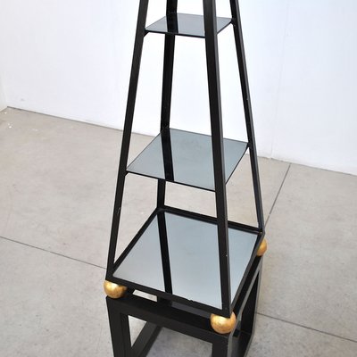 Pyramid-Shaped Lacquered Iron and Glass Shelf, 1960s-JQO-691023