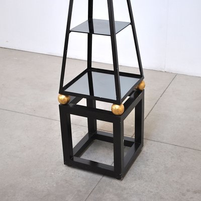 Pyramid-Shaped Lacquered Iron and Glass Shelf, 1960s-JQO-691023