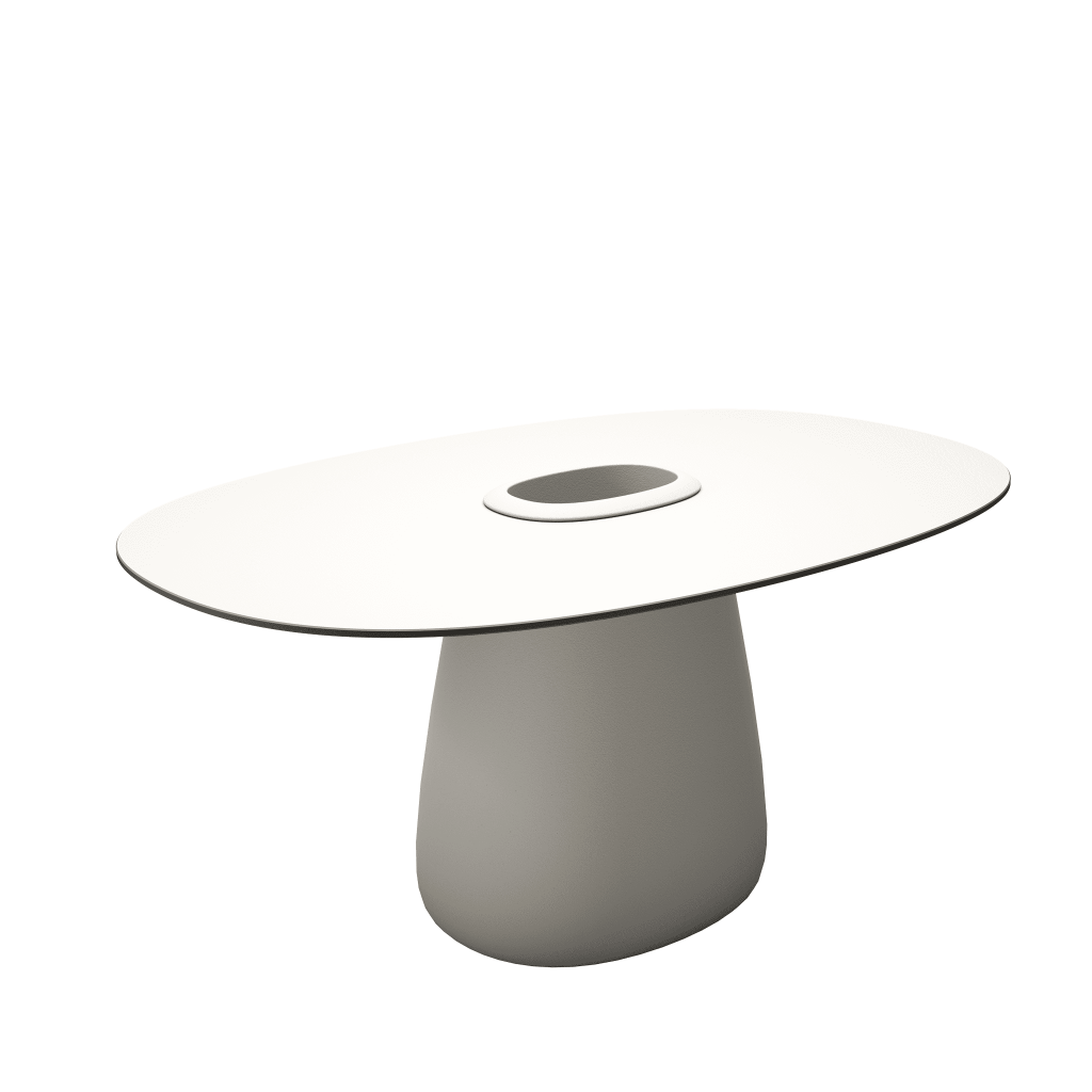 Cobble Table 160 Hpl Bucket by Qeeboo #Warm White Black Stratified