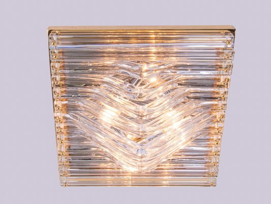 Quadriedri Curvati Murano Glass Flush Mount in the style of Venini, Italy, 1970s-DEK-2042656