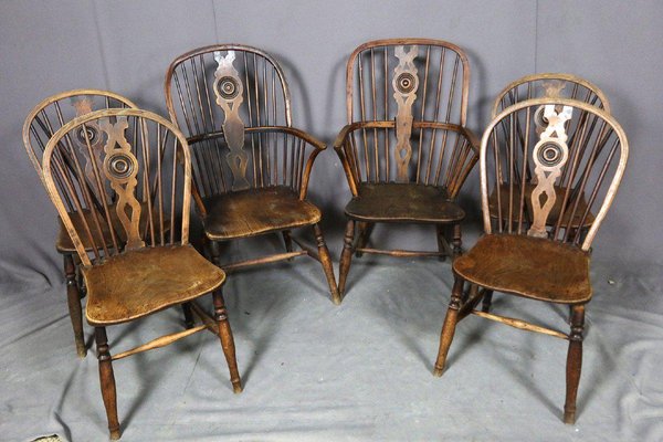 Queen Anne Chairs & Armchairs, Set of 6-WSV-1134373