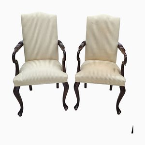 Queen Anne Upholstered Walnut Armchairs, Set of 2-TCS-1782872