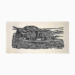 Quiet Marangoni, Carretera in Monserrato, Original Woodcut, Mid -20th-Century-ZCI-1318120